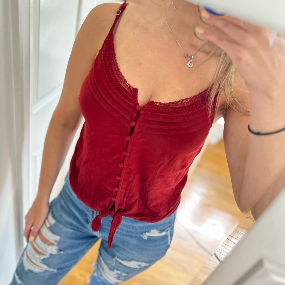 Abercrombie & Fitch | Tie Front Button Up Tank Top